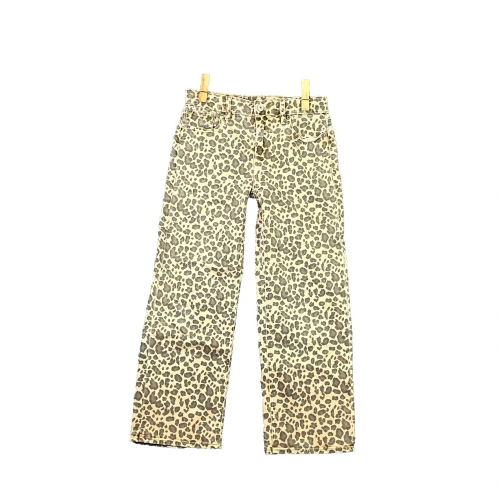 American Eagle Outfitter Jeans Womens 000 Brown Leopard Print Denim Minimalist